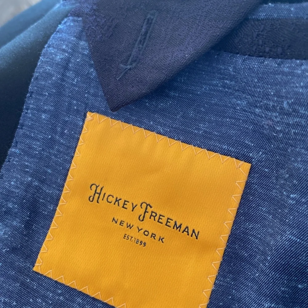 Hickey Freeman Barkley Wool Silk Brocade Tuxedo‎ Jacket Navy Blue Men’s 48 R Pre